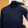 Suéter de punto moderno estilo 'old money', cuello redondo, mangas largas, moda otoño/invierno para hombre, capa base versátil, disponible para dropshipping