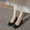 Zapatos de Cuero Genuino Mary Jane de Cuadrado de Trabajo con Un Pedal para Todas las Estaciones Cm Combinan con Todo con Placa Ligera Zapatos de Cuero Genuino Para Usar con Falda Cuero Puro Suave Zapatos de Mujer
