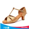 Sapatos de Dança Latina para Adultos, Solas Macias, Saltos Médios Altos, Sapatos de Dança para Prática Padrão Nacional Feminino, Sapatos de Dança Cha-Cha com Lantejoulas, Dourado e Prata