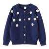Cárdigan de Punto Hecho a Mano con Flor de Coche de Cuello Redondo Europeo y Americano Transfronterizo para Niños, Chaqueta Suéter para Niños Pequeños y Medianos de Primavera y Otoño, Envío Directo