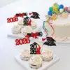2026 Temporada de Graduación de Amazon Fiesta Ceremonia Repostería Pastel Decoración Banderín Pequeño de Papel con Purpurina Inserts