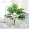 Viajero de hoja plátano palma Areca hoja de tortuga plástico planta verde pequeña con hierba manojo único flor artificial planta en maceta decoración paisajismo