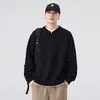 Sudadera retro americana de peso pesado 280g para hombre, nuevo estilo primavera/otoño 2026, camiseta de manga larga con cuello en V de dos piezas falsas, top de otoño para hombre