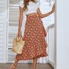Comercio exterior transfronterizo Amazon AliExpress estación independiente falda de estilo playero floral irregular con cordones y abertura para mujer