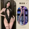 Xiu Cai Sha Deseo Puro Pasión Joven Apasionada Ropa Interior Divertida Body de Cuello Halter Sexy Abertura en la Entrepierna Sin Quitarse Ropa de Dormir Erótica Tentación