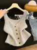 Chaleco de Punto Suave Esponjoso Cuello en V Estilo Dulce Francés para Mujer Otoño Invierno Nueva Llegada Chaleco sin Mangas Prendas de Abrigo Top