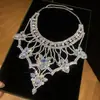 Colar de Renda com Franjas e Pedras Europeias e Americanas em Forma de Gota D'água Corrente de Clavícula de Luxo com Toque de Alto Padrão Delicado Trabalho Pesado Colar de Noiva