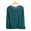 Camiseta Básica Modal Manga Longa Feminina Estilo Coreano Nova Gola Redonda Outono Primavera Plus Size Transfronteiriça Top Fino de Outono