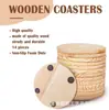 Posavasos de Madera, Bandejas Redondas para Tazas de Café, Posavasos para Mesa de Comedor, Color Madera Natural, Almohadillas Aislantes de Calor Anti-quemaduras, Almohadillas Irregulares para Cazuelas