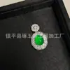 Novo Pingente Banhado a Prata com Calcedônia Verde Gelo de Alta Qualidade, Pingente de Buda de Ágata Verde Natural, Pingente de Jade Folha de Feijão das Quatro Estações