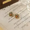 Pendientes Florales de Perlas Estilo Vintage del Jardín de Monet con Colgantes de Esmalte, Joyería Floral Pintada de Alto Nivel con Esmalte de Lujo Ligero