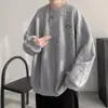 Sudadera casual de jacquard con letra, sudadera texturizada de cuello redondo para hombre, chaqueta superior de jacquard texturizado de moda para otoño e invierno