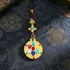 Pingente de chaveiro estilo étnico chinês com acessórios de metal, pétalas giratórias, decoração para carro e bolsa, toque de alta qualidade