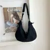 Bolsa Transversal Feminina Estudante Universitária Bolsa de Aula Feminina Duas Utilidades Estilo Ins Japonês Grande Capacidade Cor Sólida Bolsa de Lona Bolsa de Ombro