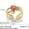 Anillo Popular Europeo y Americano de Acero Inoxidable y Piedra Natural, No se Desvanece, Retro, Lujo Ligero, Gama Alta, Anillo Abierto de Acero de Titanio Transfronterizo