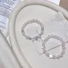 Pulseira de Quartzo Rosa Natural com Design de Flecha de Cupido e Coração, Trevo de Quatro Folhas de Madrepérola Único, Joia Empilhável para Mulheres