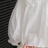 Ropa infantil de comercio exterior, camisa blanca de algodón puro para niñas, nuevo modelo 2026, camisa infantil con cuello grande de perlas, blanca para niños de mediana edad