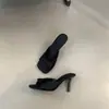 Mules de tacón de aguja con punta cuadrada y abierta, diseño único con lazo para mujer, sandalias de slip-on estilo francés