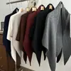 Bufanda de Punto Cruz de Mezcla de Lana de Color Sólido Versátil de Moda Calentador de Cuello Bufanda Cardigan Exterior