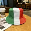 Sombrero de Pescador de Venta Caliente Transfronteriza de Verano Bandera de la Copa del Mundo Elemento de Bandera Italiana Sombrero para el Sol Sombrero de Ventilador Bloque de Color