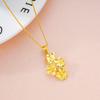 Oro aluvial birmano Zhenrong Anillo de flor para mujer Collar con flor de latón bañado en oro Pulsera Juego de tres piezas Accesorios de boda