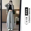 Calças largas de cintura alta, com caimento solto e elegante, que afinam a silhueta feminina. Novo estilo outono/inverno, casuais e sem esforço chiques, projetadas para fazer silhuetas petites parecerem mais altas. A14379