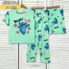 Pijama de Verano para Niños Conjunto de Tres Piezas con Camiseta de Manga Corta, Shorts y Pantalones Largos para Niños y Niñas Ropa de Casa de Dibujos Animados para Niños Pequeños y Medianos Estilo de Dibujos Animados