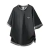 Roupas Masculinas Fengshe / Novo Lançamento Verão 2026 Camiseta Casual Versátil de Manga Curta para Homens, Tamanho Grande, Caimento Solto, Marca da Moda