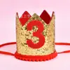 Gorro de corona infantil transfronterizo para fiesta de cumpleaños de bebé de 1 año, tocado de princesa para niños y niñas, diadema, gorro de cumpleaños