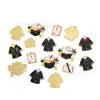 Temporada de Formatura DIY Liga de Liga com Gotejamento de Óleo Acessórios de Robe e Chapéu de Formatura Pingente Chaveiro Pingente de Corrente de Celular Feito à Mão