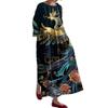 Outono 2025 Novo Moda Feminina Amazon Solto Gola Redonda Alto Padrão Impressão 3D Transfronteiriço Europeu e Americano Vestido