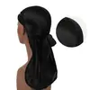 Gorro durag de color sólido, sin costuras, patchwork, trenzas de cola larga de seda, sombrero de pirata, diadema elástica, gorro de quimioterapia