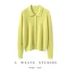Camisa de Cachemira para Mujer Cuello Polo Suéter de Punto Chaqueta Otoño e Invierno Nuevo Suave y Sedoso Suéter de Cachemira de Manga Larga