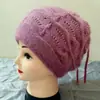 Gorros de Otoño e Invierno para Mujer, Estilo Transfronterizo, Gorro de Punto Holgado con Cordón de Moda, Se Puede Usar como Calentador de Cuello, Pañuelo para la Cabeza, Gorro de Lana Tejido Cálido de Doble Capa