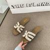 Pantuflas de perlas estilo francés para mujer, ropa de verano 2025, nuevas pantuflas de playa planas de moda estilo Fairy Chanel