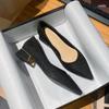 Zapatos Planos de Primavera para Mujer con Tacón Grueso y Punta Fina sin Cierre 2026 Nuevo Estilo de Moda con Tacón Bajo Zapatos para Dama de Honor