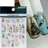 Adesivos de Unhas Artísticas Novos Transfronteiriços Estereoscópicos em Relevo Desenho Animado Floco de Neve de Natal Árvore de Natal Cordão de Luzes Boneco de Neve Adesivos de Unha de Natal