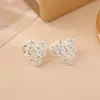 Pendientes de botón de circonita en forma de corazón romántico, Moda de lujo ligero, Diseño de nicho de alta gama, Joyería de moda simple estilo Ins