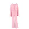 Cardigan de Encaje Cruzado Otoño Nuevo Fino con Cordones Traje de Pantalón de Manga Larga Casual y Cómodo Ropa para el Hogar Pijamas para Mujer