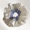 Estilo Ballet Raya Azul Anillo para el Pelo Intestino Grueso Tamaño Grande Flor para el Cabello Encaje Satén Crema Cuerda para el Cabello de Princesa Dulce Accesorios para el Cabello
