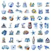 Pacote com 50 Adesivos Transparentes de Desenho Animado Tema Verão Praia Azul para DIY Caderno Mala Guitarra Decoração à Prova d'Água