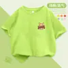 Roupas Infantis Camiseta de Verão para Meninos Manga Curta Algodão Puro 2025 Novo Estilo Tendência de Verão para Meninos Blusa de Manga Meia Estilo Coreano Camiseta Tendência