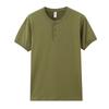 Camiseta Ami Khaji Masculina Manga Longa Pesada Algodão de Xinjiang Algodão Puro Gola Henley Manga Curta Estilo Americano Retrô Fitness Simples