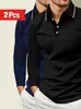Tamanho Europeu Transfronteiriço Conjunto de 3 Peças Camisa Polo de Manga Longa Masculina Casual de Negócios Top Gola Lapela Camiseta de Manga Longa Camisa Base de Outono