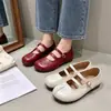Zapatos Mary Jane Rojos Estilo Hada Suave para Mujer, Nuevo Modelo Verano 2026, Bailarinas para Combinar con Vestidos, Zapatos Pequeños de Piel