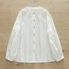 Camisa de manga comprida com gola artística estilo francês, feminina, algodão, estampado, bordado, macio, empilhado, interior, chique, base, camisa, top