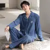 Pijama para Hombre, de Manga Larga y Pantalón Largo, con Cuello de Solapa, Engrosado para Calidez, Sencillo y Casual, Adecuado para Usar Afuera, Conjunto para Estar en Casa