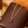Colar Corrente Clavícula com Pingente Coração em Ágata Natural Borgonha Estilo Francês para Mulheres, Colar de Moda de Luxo Leve com Temperamento