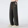 Calça Casual Reta Nova Estilo Verão 2024 Masculina Seda de Gelo Estilo Port Wide Leg Solta Calça de Moletom Esportiva Elástica em Quatro Lados