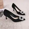 Comercio Exterior Talla 41-43 Talla Grande Punta Fina Tacones Altos para Mujer, Tacón Delgado, Nuevo Estilo 2026, Elegantes Zapatos de Vestir Negros para Viajar, Talla Pequeña 33
